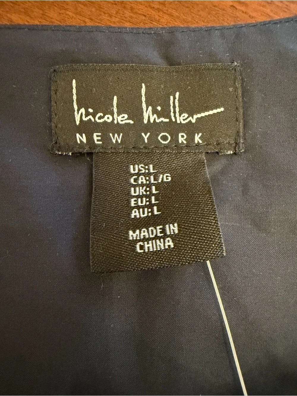 NWT Nicole Miller New York Navy Smocked Waist Tiered Cotton Midi Dress Size L - Picture 5 of 6
